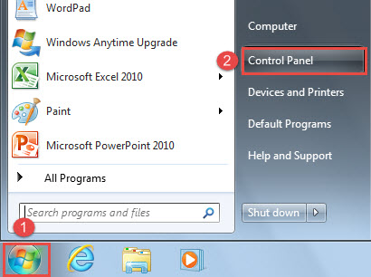 Microsoft windows control panel mail